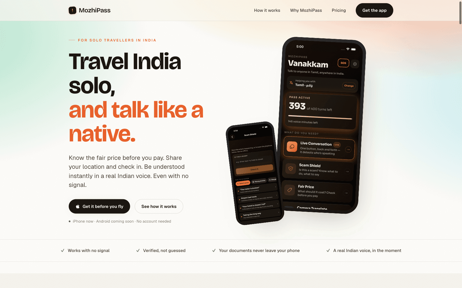 MozhiPass homepage