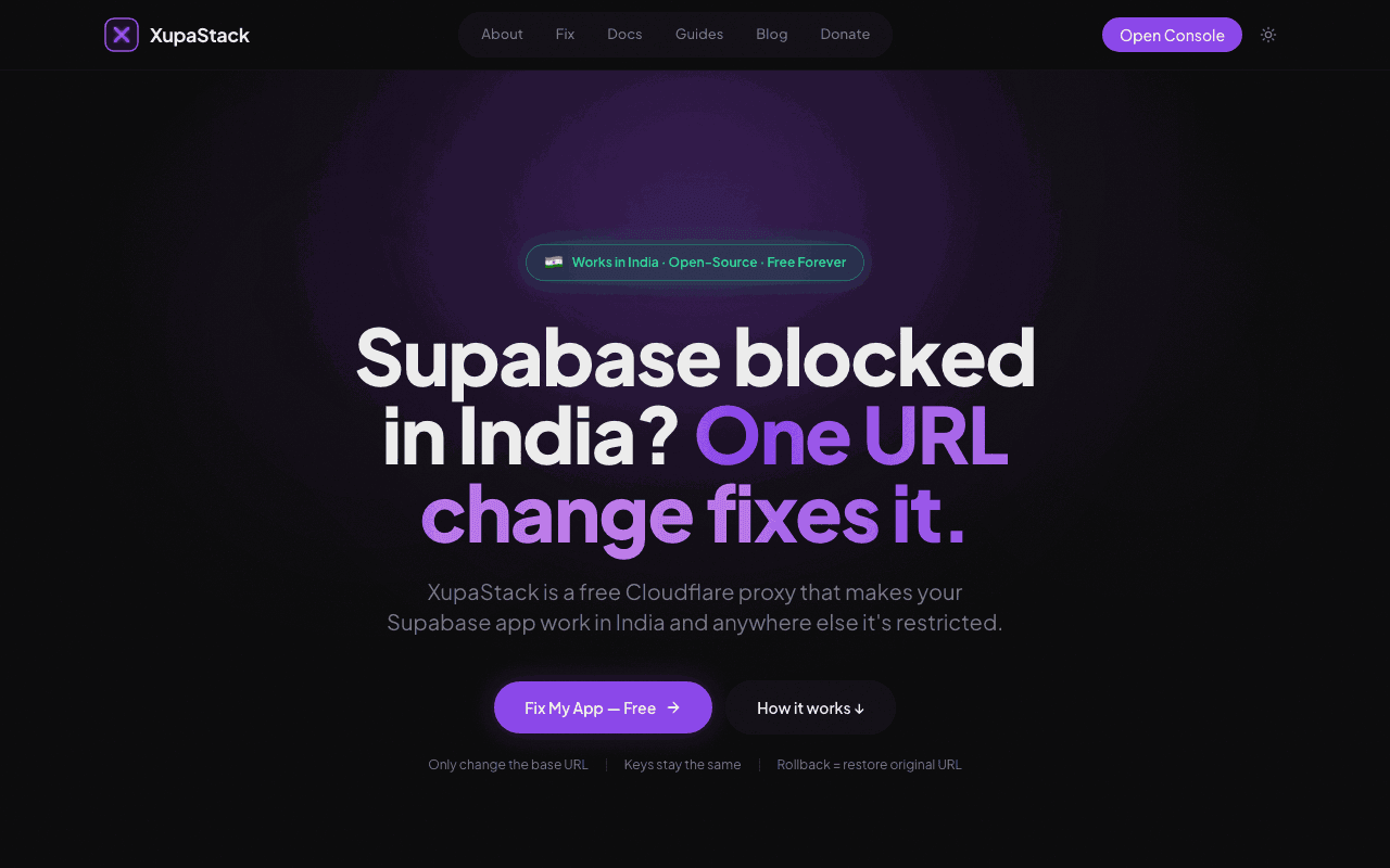 SupaStack homepage